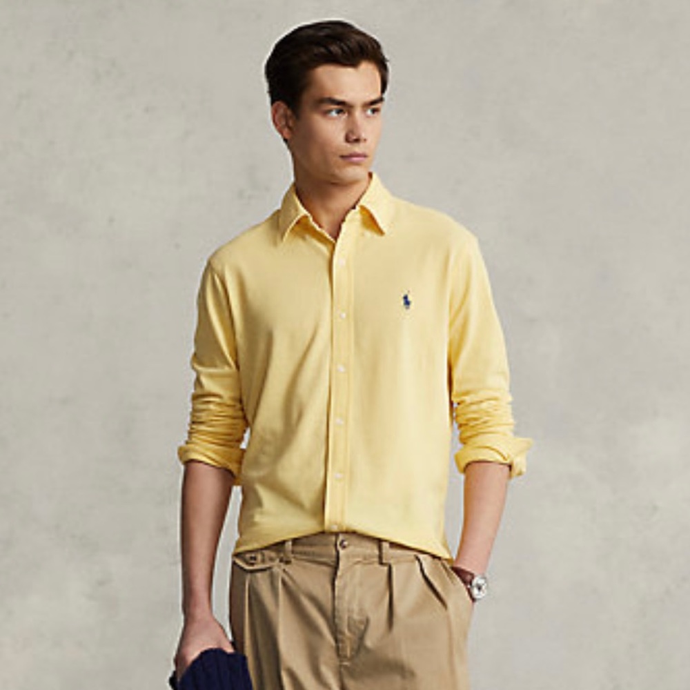 Ralph Lauren Men’s Yellow Button Down Blake Lightweight Casual Shirt Medium - Picture 2 of 7